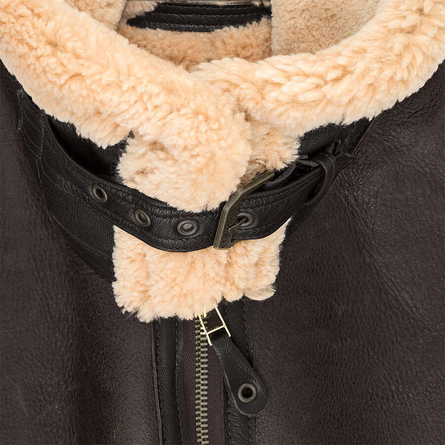 Men's Thickened Cross Heavy-Duty Leather Jacket Fur One-Piece Fashionable Quality Classic