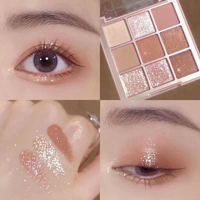 9 Color Glitter Eye Shadow Palette Charming Pearly Eyeshadow Makeup Nude Long Lasting Shimmer Cosmetics Beauty Makeup Tool W250605