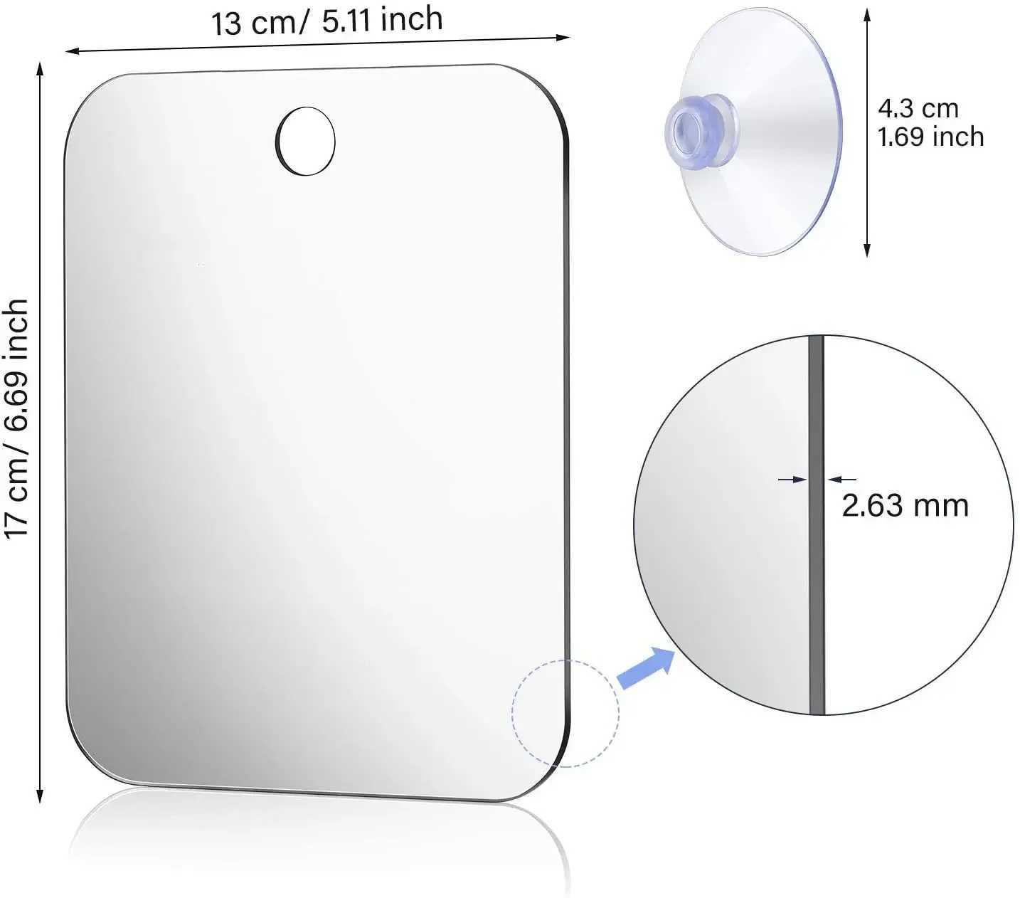 Acrylic Fog Free Mirror Wall Suction Travel Mirror Unbreakable Portable Traveling Shaving Women Makeup Bathroom AccessoriesXJ241213