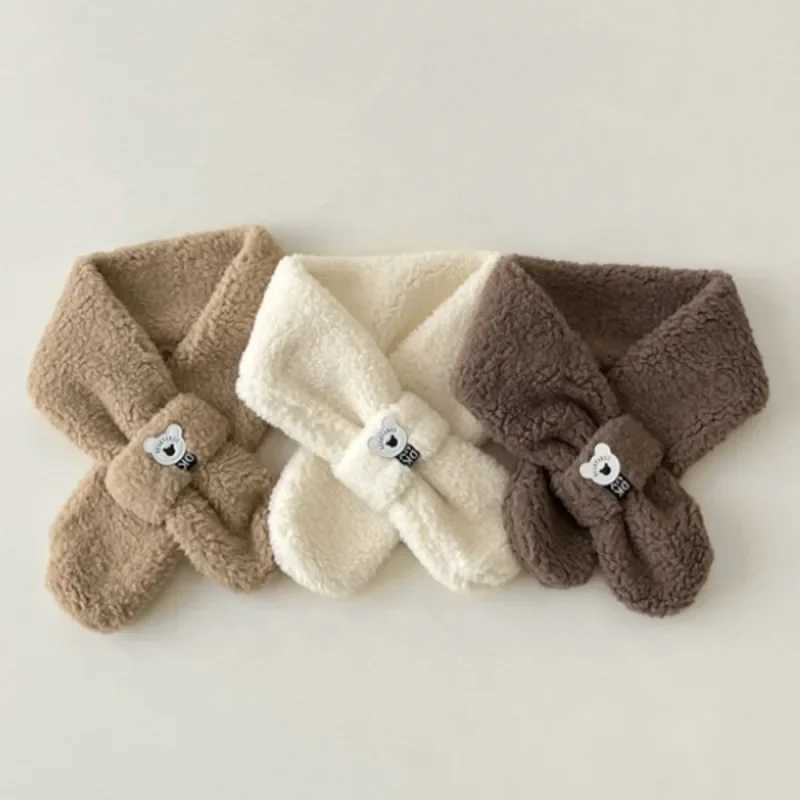 Scarves Wraps Winter Children Cartoon Scarf Girls Baby Coral Fleece Wool Collar Scarf Soft Neck Warmers Toddler Bear Scarves Christmas Gifts H241213