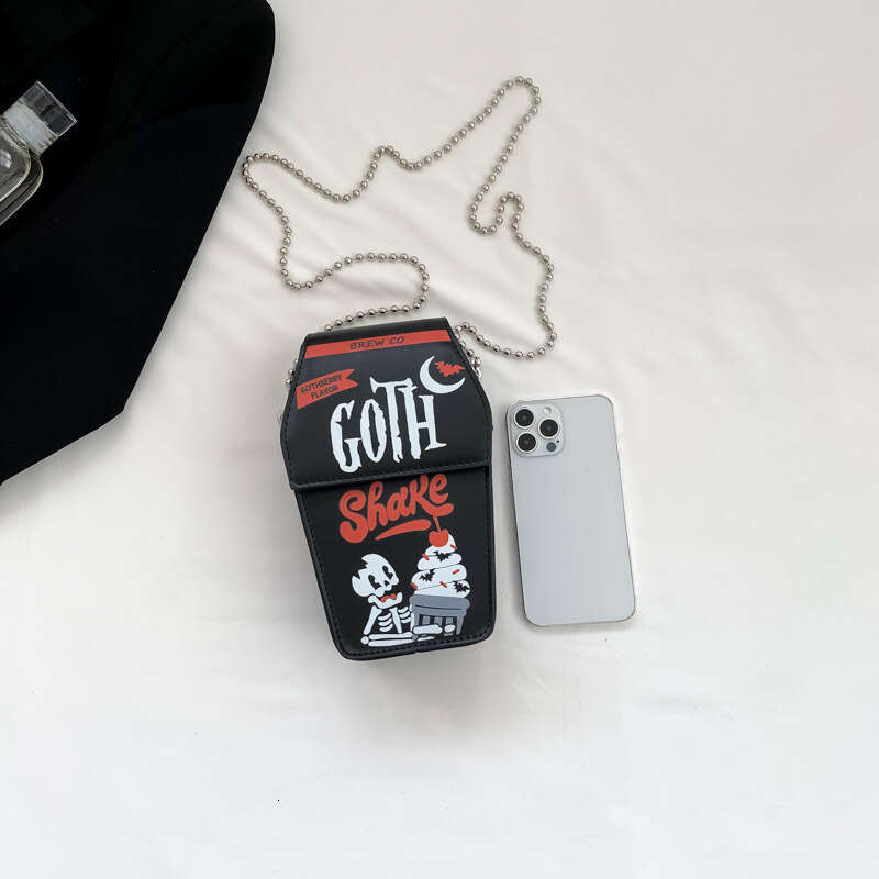 Internet celebrity gothic style bag for women, niche parody, dark themed skeleton small square versatile chain crossbody bag, 2024 new casual fashion 