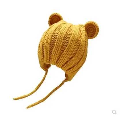 Baby Hat Autumn Winter Cute Baby Girls Baby Boys Hats Bear Ear Protection Warm Knitted Beanies 0-3yearsXJ241213