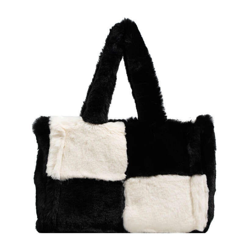 Small niche fur bag for women, autumn and winter fashion, large capacity plush hand-held tote bag, 2024 new casual versatile fashion clothing