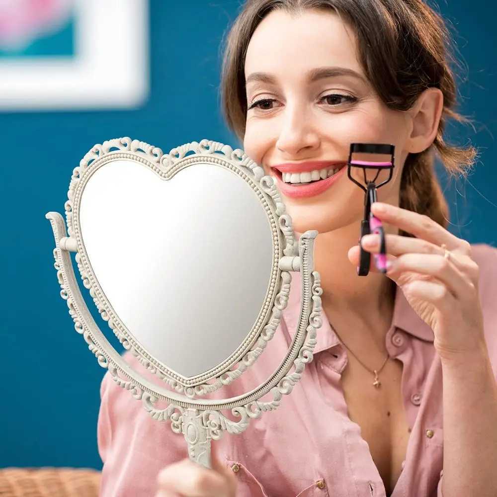 Vintage Makeup Mirror Swivel Cosmetic Mirror with 360 Degree Rotation for Women Bedroom Oval Shaped Stand Tabletop MirrorXJ241213