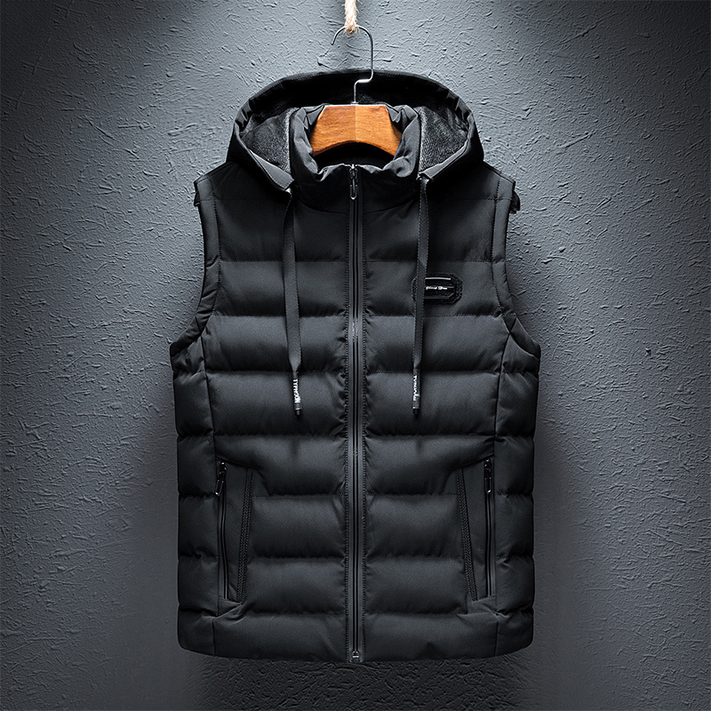 Spring Autumn Sleeveless Jacket For Men Fashion Warm Hooded Male Winter Light Plus Size Mens Work Vest Waistcoat