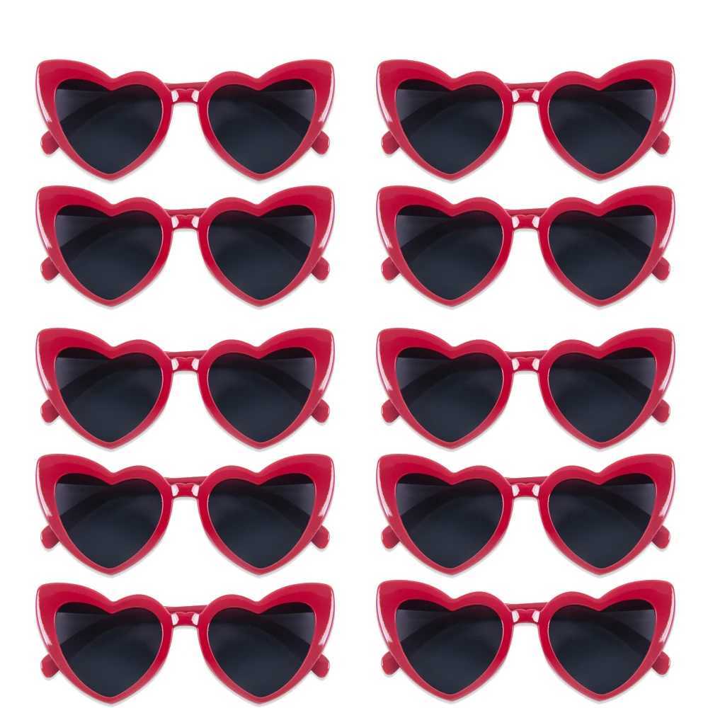 Sunglasses 10pcs Red Heart Shape Sunglasses for Women Bachelorette Party decoration Vintage Glasses wedding Party Favors Bridesmaid Gifts H241213