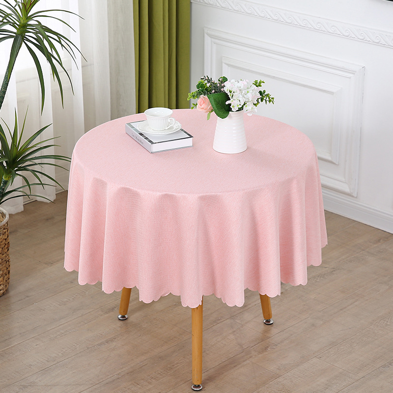 Four Season Cotton Small Round Tablecloth, Home Solid Color Retro Wavy Edge Circular Tablecloth Artistic New Style LN957