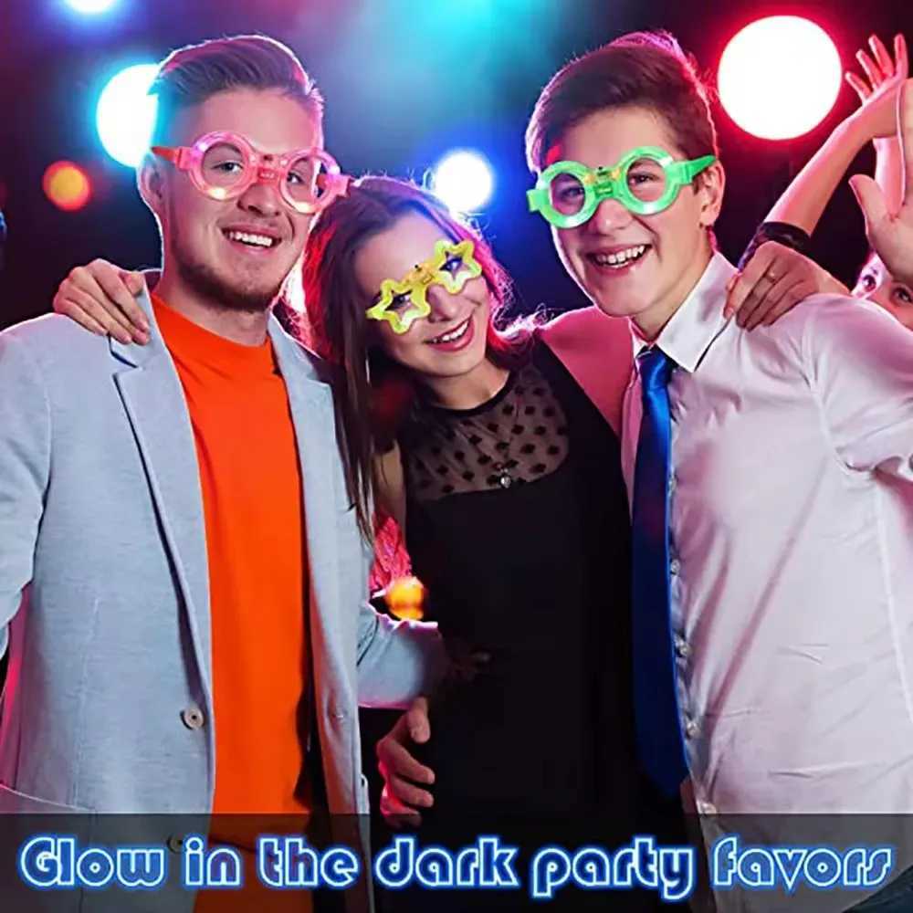 Sunglasses 10/20/30/40/50 Pcs LED Light Up Glasses Glow In The Dark Neon Party Supplies for Kids Adults Birthday Decoration H241213NQ82