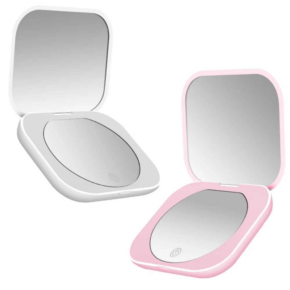 Compact Small Mini Gift Vanity Table Folding Led Lights Portable Hand Held Pocket Makeup Mirror 2X magnifyingXJ241213