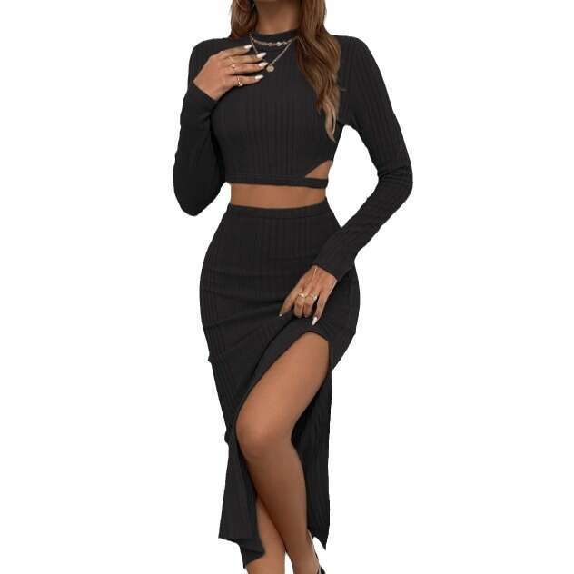 2023 autumn women's clothing selg hot items, uneven ribbed fleece slimming suit for women