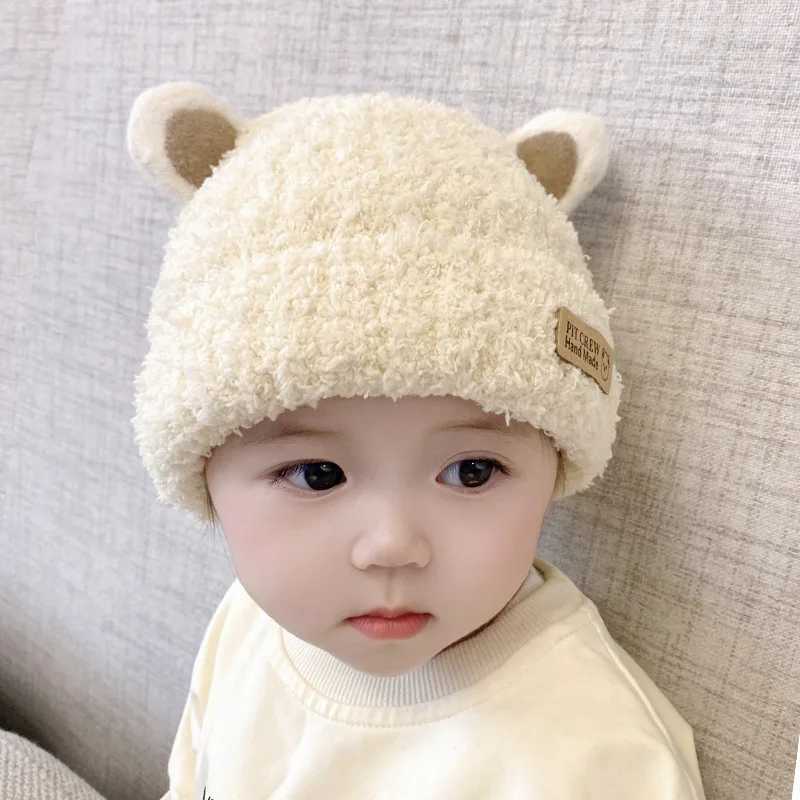 Baby Hat Winter Korean Sle Baby Plush Hat for Boys and Girls Knitted Warm Ear Protection Autumn and Winter Childrens Wool HatXJ241213