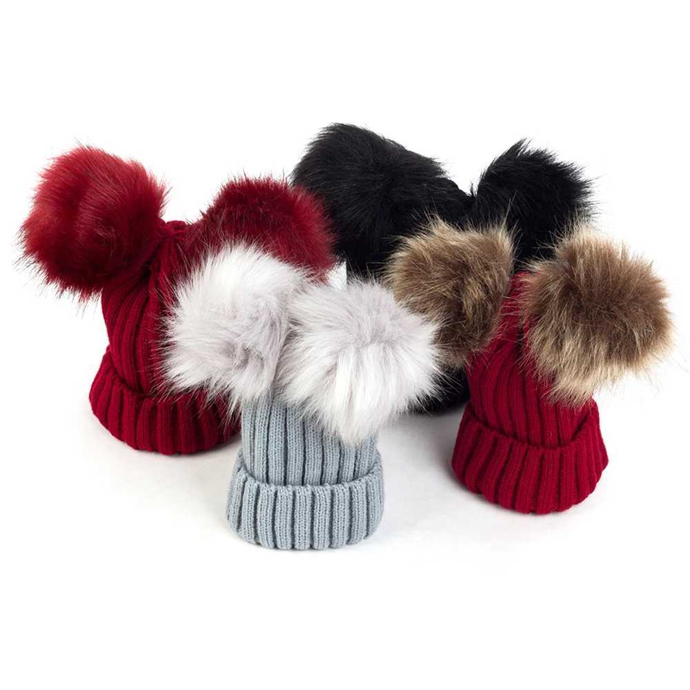 Newborn Baby Girls Solid Knitted Pompom Ball Caps Infant Autumn Winter Warm Skullies Beanies Hats Soft Cotton Caps Hat 1-3YXJ241213