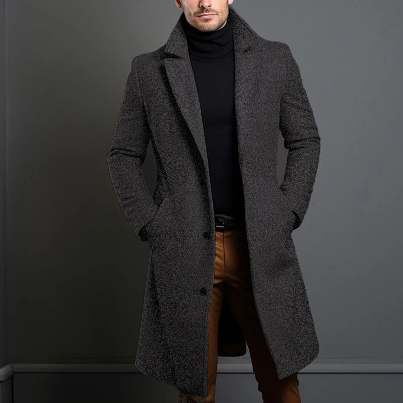 Autumn Winter Mens Trench Coats y Male MidLong Warm Wool Jackets Casual Business Comfortable Overcoat Clothing 241213