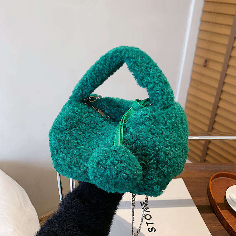 Cute Small Women 2025 New Fashionable Plush Handbag, Versatile for Autumn and Winter, Chain Shoulder Crossbody Bag