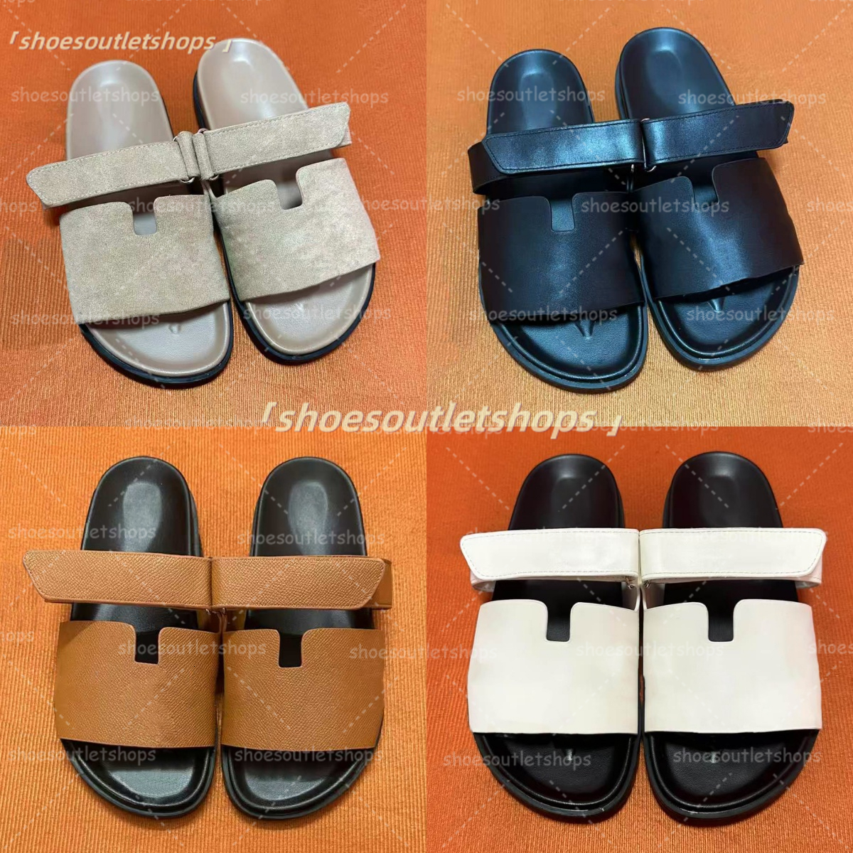 Sandals Women Designer slides slippers fur Shearling leather Canvas slide Suede slipper Orange Red womens Summer Beach sandal shoes 35-45