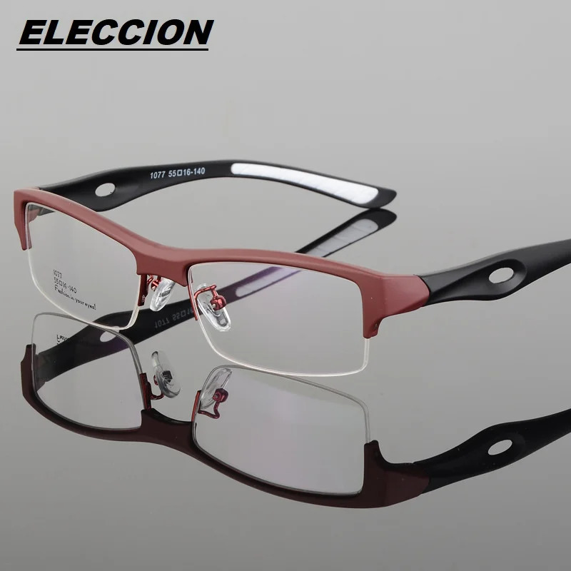 ELECCION Spectacle Frame Attractive Mens Distinctive n Comfortable TR90 Half Frames Square Sports Glasses 1077 241213