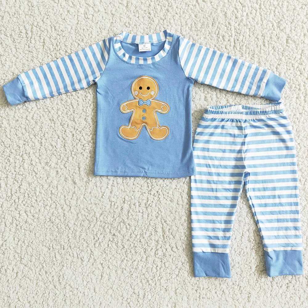 Hot selling childrens designer clothing girls pajamas boys pajamas set Christmas gingerbread boutique baby girls pajamas new W241213