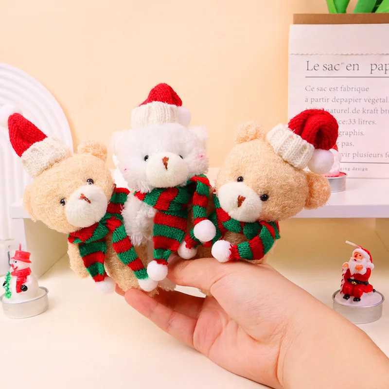 Scarves Wraps 1pcs Christmas Miniature Santa Hat Scarf Stuffed Bear Christmas Costume Wine Bottles Hat Xmas Decoration Party Supplies H241213