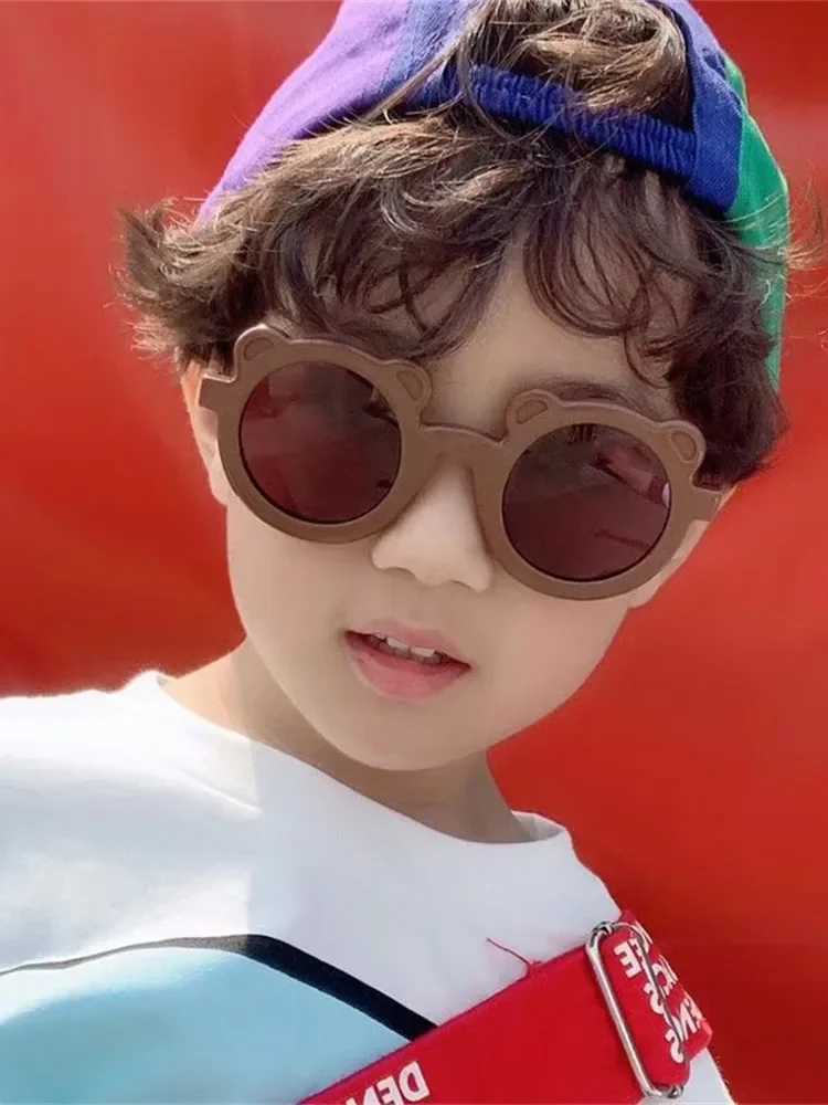 Sunglasses Girls Boy Round Small Bear Sunglasses Vintage Classic Cartoon Shades Anti-Glare Boys Cartoon Sun Glasses Eyeglasses UV400 H241213