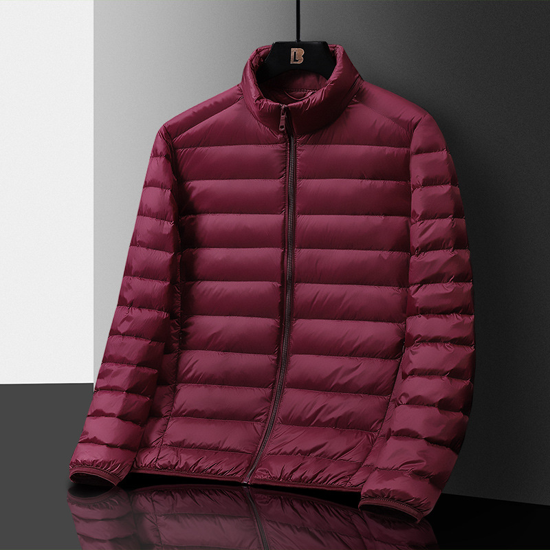 M12121 Men's winter live stand collar lightweight down jacket cross-border warm cold white duck down