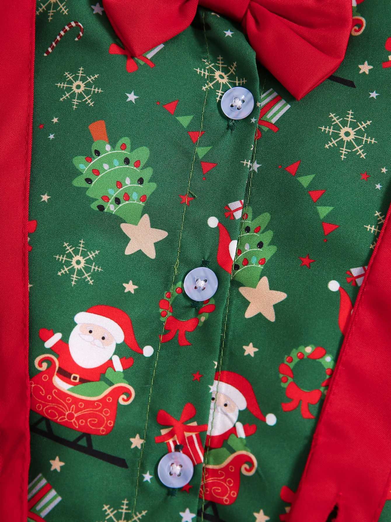 Prowow 1-6Y Baby Christmas Set Childrens Collar Christmas Shirt+Red Coat Childrens New Year Clothing Baby Christmas Clothing W241213