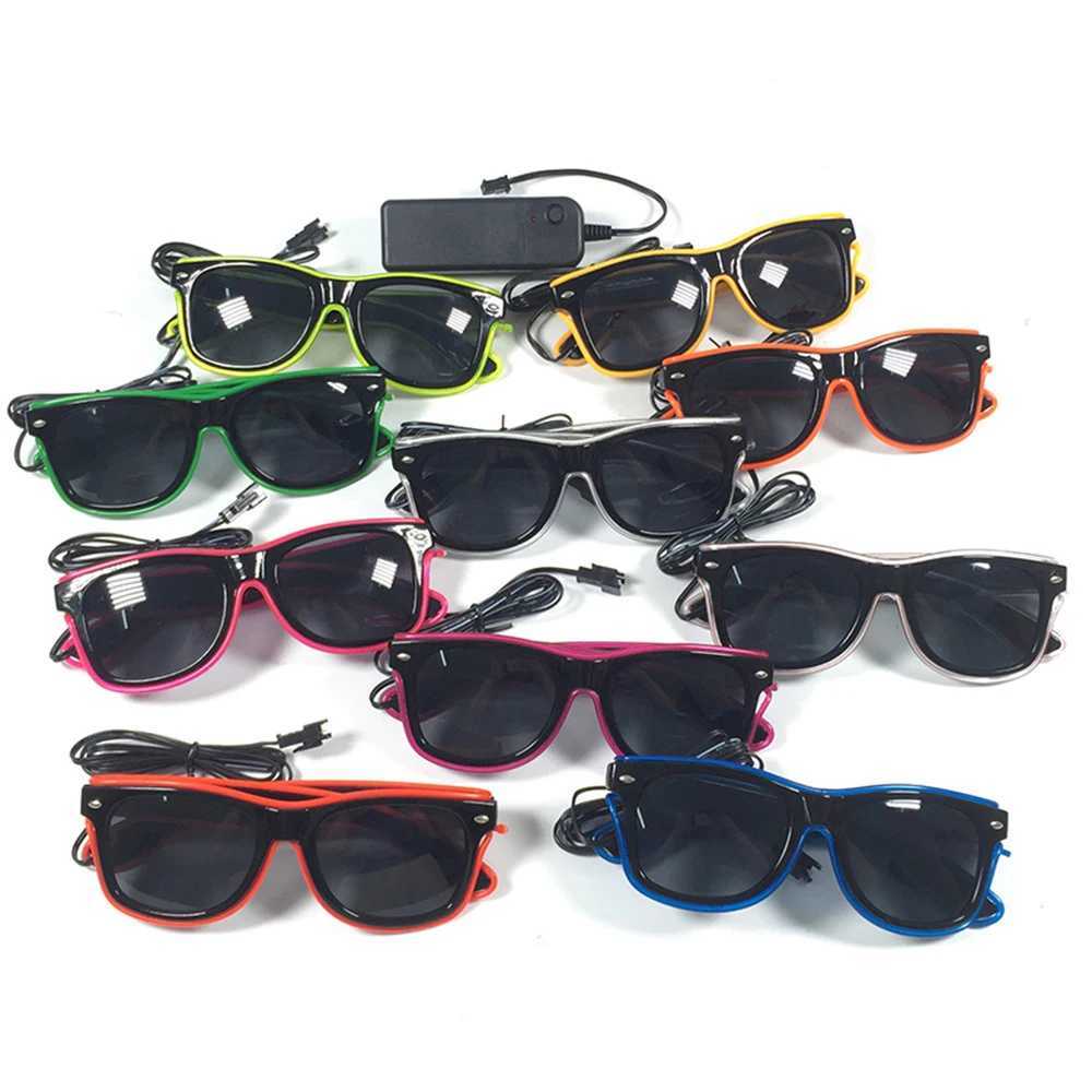 Sunglasses 1PC Flashing EL Wire Led Glasses Luminous Party Decorative Lighting Classic Novelty Gift Bright LED Light Up Party SunGlasses H241213