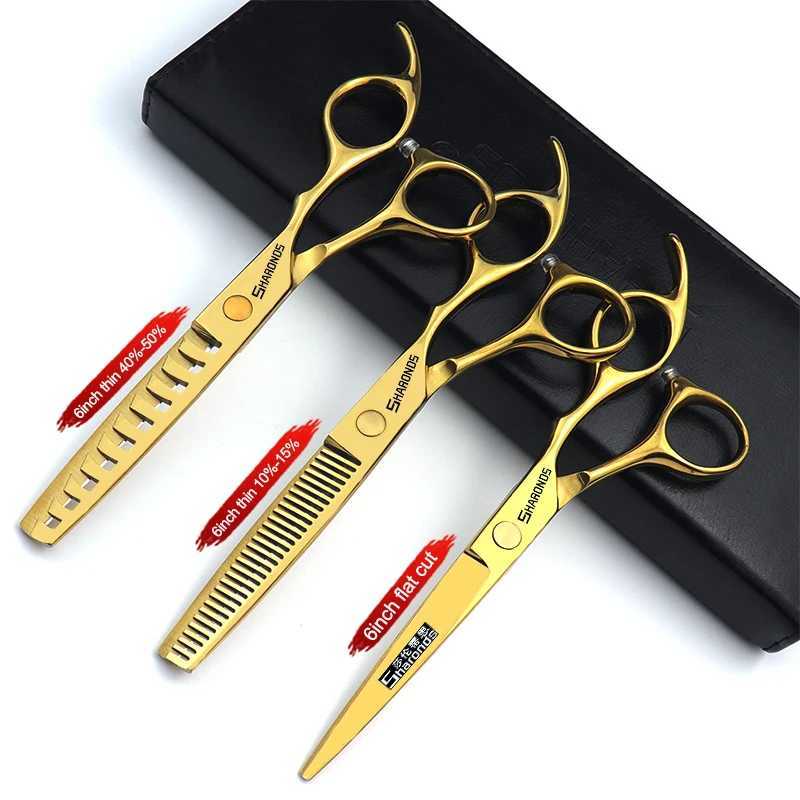 New Arrival Barber Scissors Hairstylist Exclusive Hair Clippers 6 Inch German Steel Flat Shears Hairdressing Thinning Cutting Tools Z241213