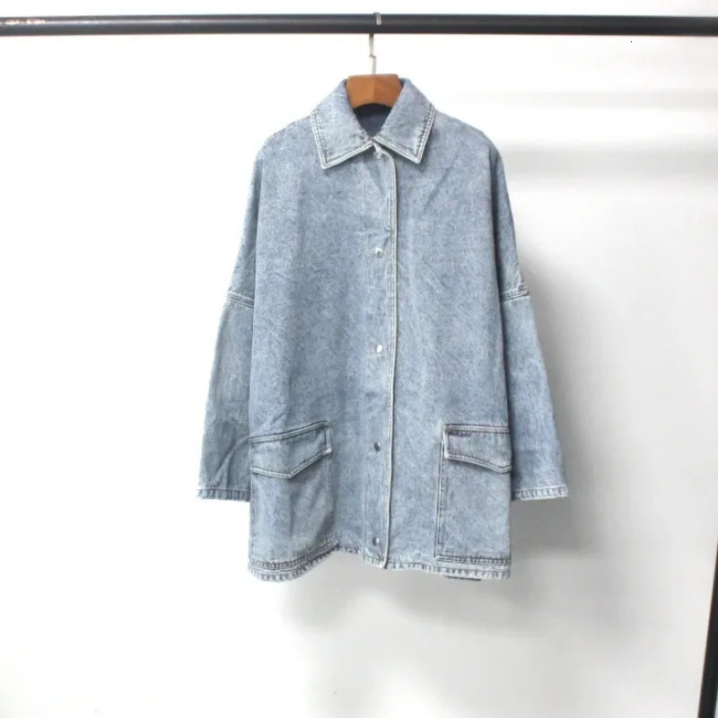 denim jacket Origina silhouette wide sleeved fried loose fit shirt modern retro large pocket 2024 241211