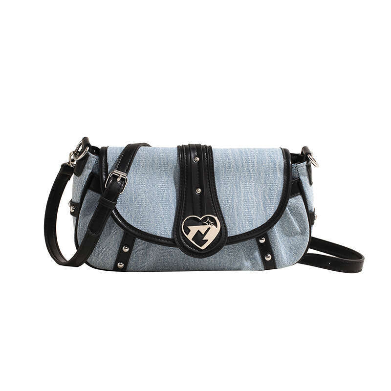 Casual spicy girl style handbag for women cool denim shoulder crossbody bag, internet famous dumpg bag 2024 temperament versatile new trendy clothing 
