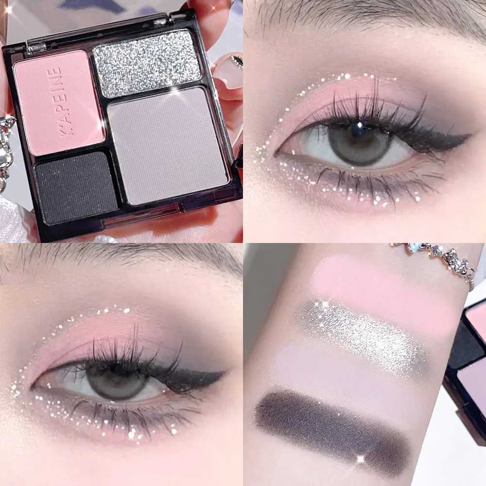 Eye shadow quad plate fine flash pearl light blue milk tea mini eye shadow student makeup W241213