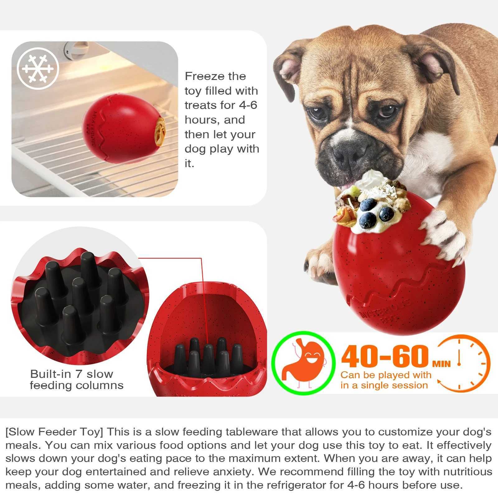 Dog slow feeder chew toy dinosaur egg shaped food dispenser pet relaxation puzzle cleaning teeth interactive training game accessories X241213