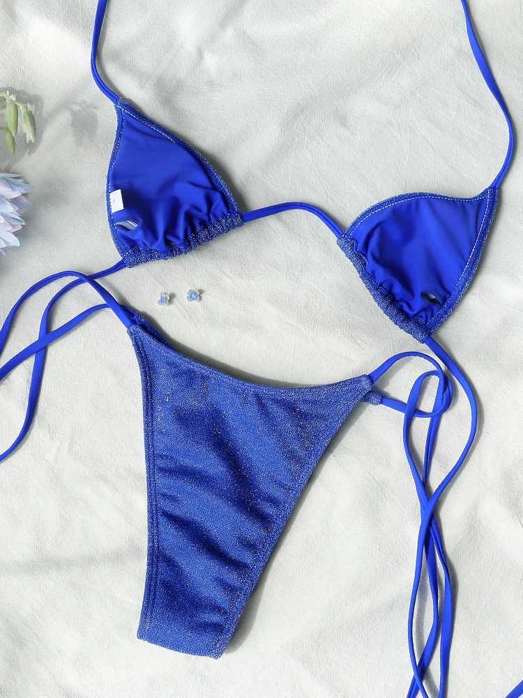 Miyouj Shiny Bikini Set Triang Bikinis Bandage Swimsuit Women Two Piece Swimwear Summer Biquini New BeachwearXJ241212