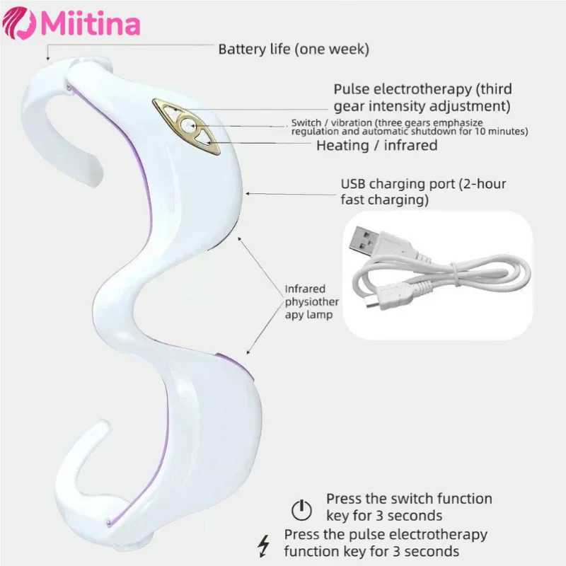 Miitina LED Microcurrent Pulse Eye Massager Relieves Eye Fatigue Fades Dark Circles Wrinkles Heat TreatmentEye Beauty Device W241213