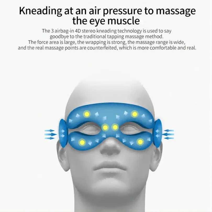 Eye Massager 4D Intelligent Airbag Vibration Eye Care Instrument Hot Compression Bluetooth Eye Massage Glasses Fatigue Pouch Wrinkle W241213