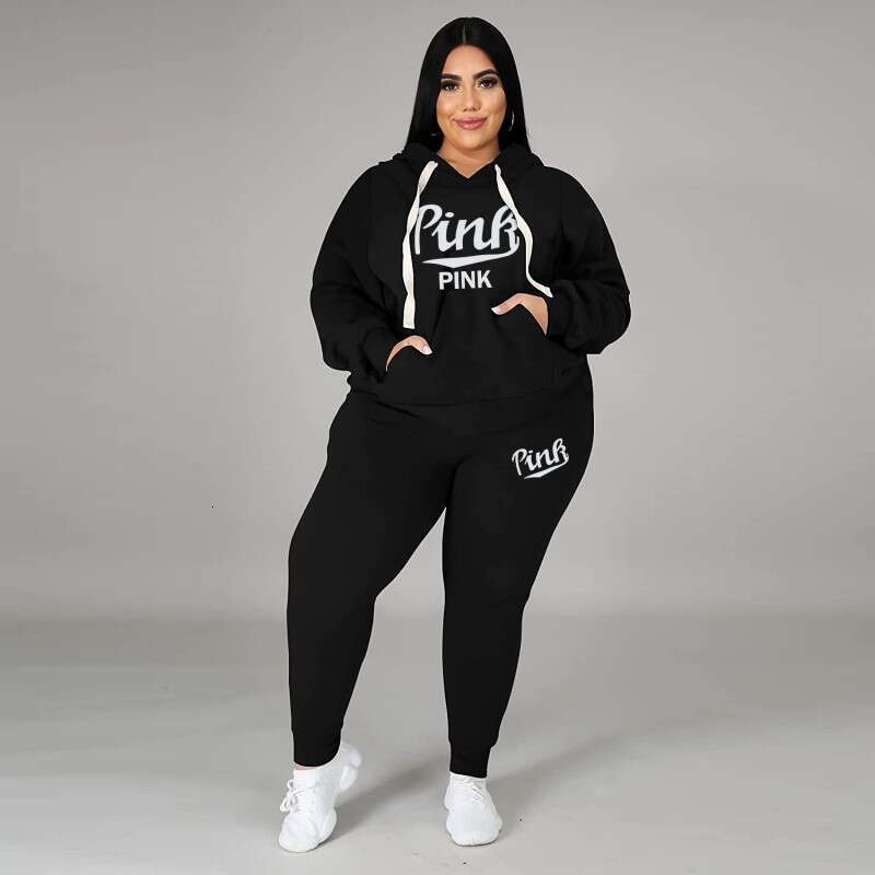 Ladies Suits Xl-5Xl Wholesale Dropshipping Winter Plus Size Women Clothing Two Piece Set Long Sleeve Hoodie Pant Sport Suits Female Outfit