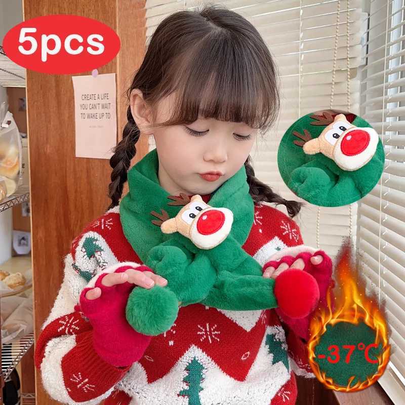 Scarves Wraps Childrens Scarf Winter Warm Baby Plush Scarf Thickened Men and Girls Windproof Scarf Cute Christmas Deer Scarf H241213