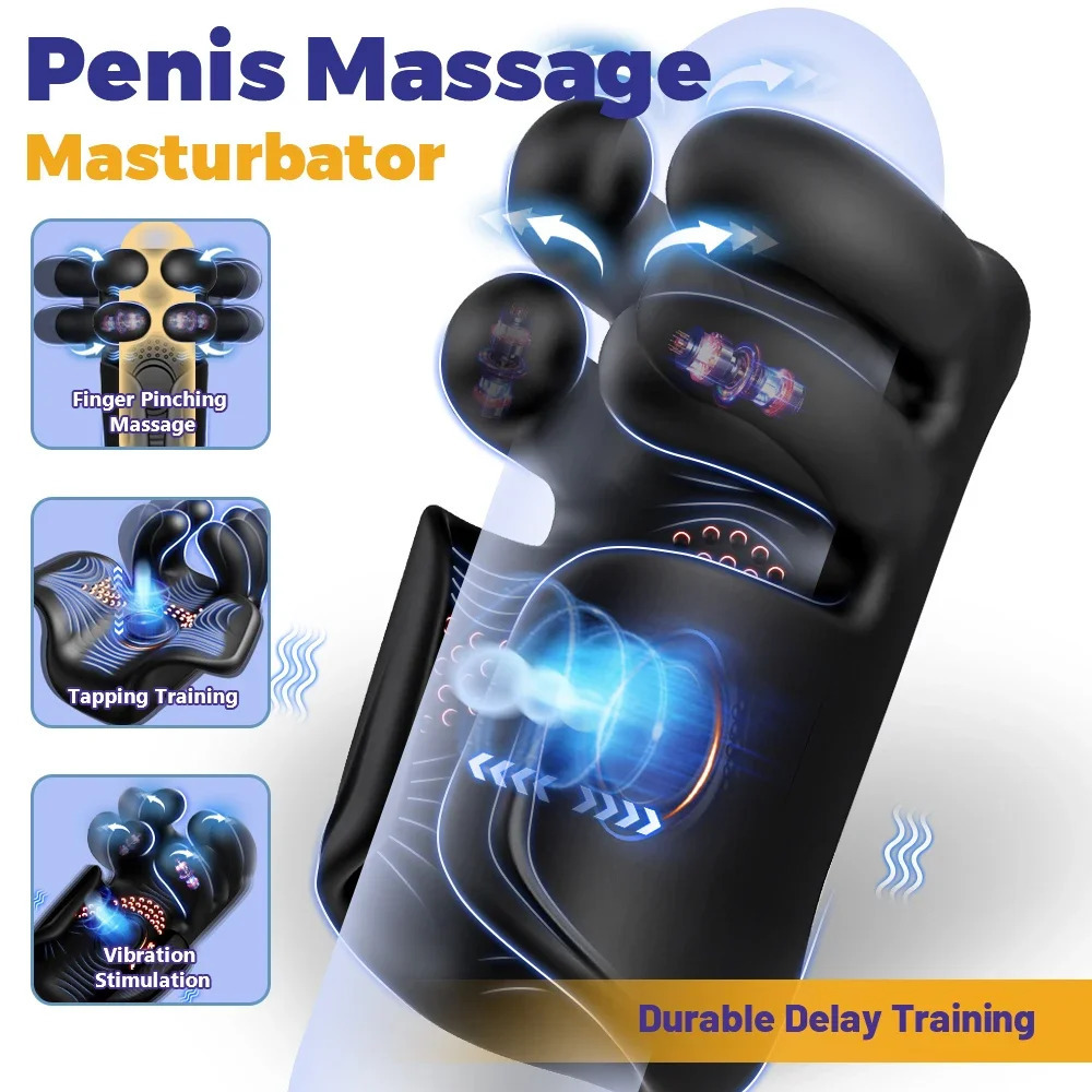 Penis Training Vibrator Men Glans Massage Stimulator For Ejaculation Delay Male Masturbator With Finger Pinching Sex Toys 241213