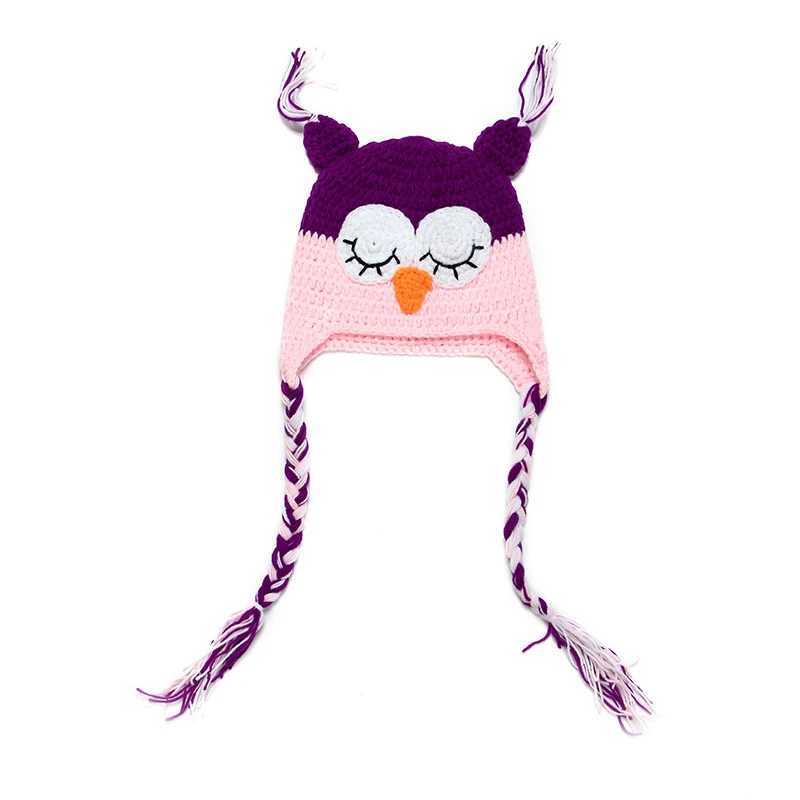 Crochet Baby Owl Hat Multiple Shape Colors Newborn Owl Cap Photo Props Infant Toddler Knitted Beanie With BraidXJ241213