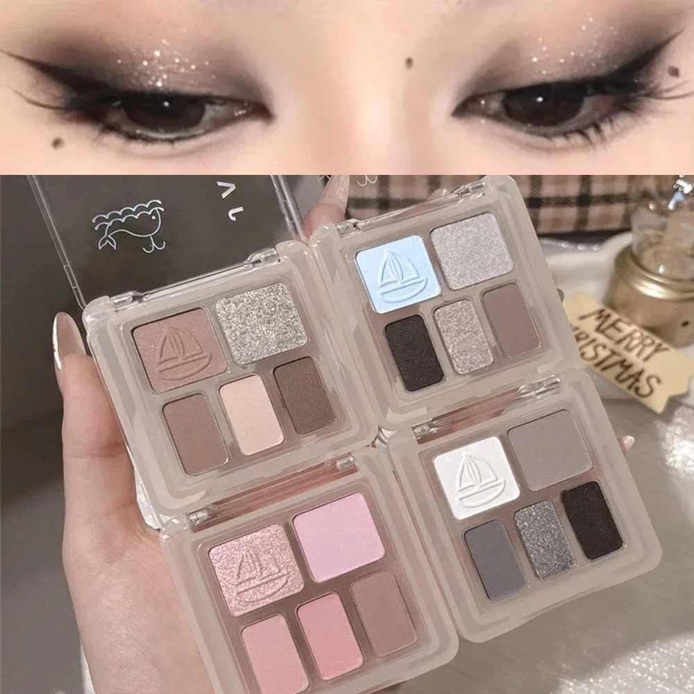 5 Colors Glitter Silvery Smoked Eye shadow Palette Mystic Grey Pink Luxurious Shimmer Matte Finish Style Daily Perform Makeup W241213