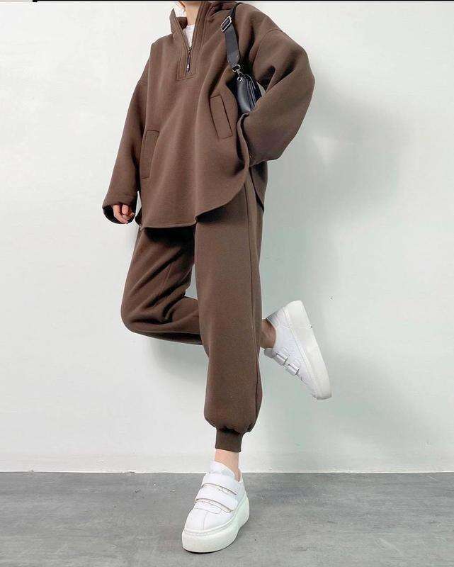 Spring And Autumn New Women's Zipper Hooded Two-Piece Set Trendy Clothing Fashion Casual Temperament