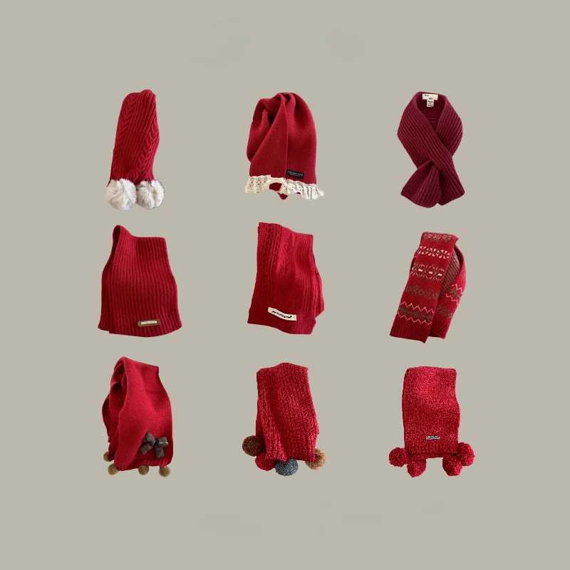 Scarves Wraps New Year Christmas Winter Knitted Scarf for Kids Fashion Warm Scarf Children Neck Warm Wrap Soft Baby Shawl Winter Baby Clothing H241213