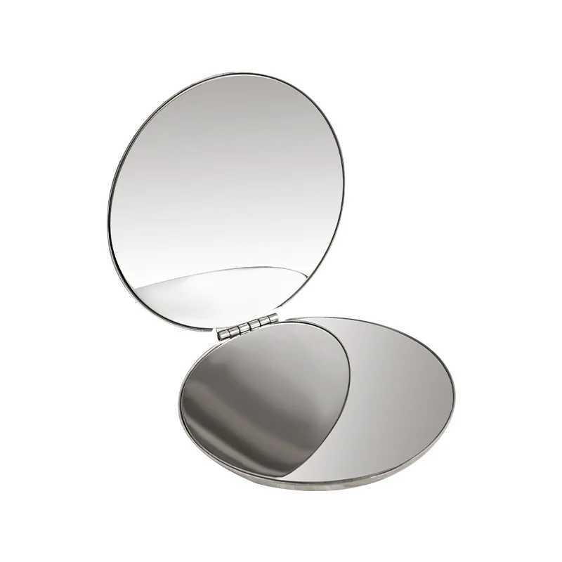 Foldable Makeup Mirror Portable Double-Sided Mirror Stainless Steel Pocket Small Tinkering Mirror ForTravel Beauty Cosmetic ToolXJ241213
