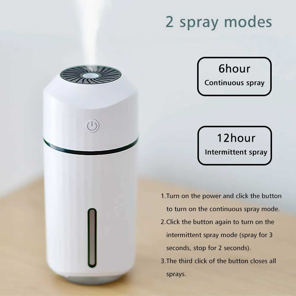 Portable Car Air Humidifier Auto Air Purifier Aromo with LED Light for Home Office Nano Spray USB Ultrasonic Mute Clean Air CareXJ241213