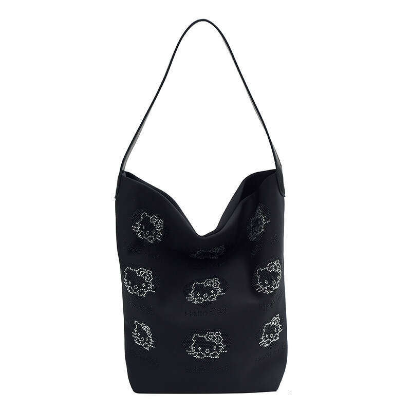 Leisure large capacity canvas commuting for women style shiny diamond single shoulder underarm bag 2024 temperament versatile new trendy clothing ins