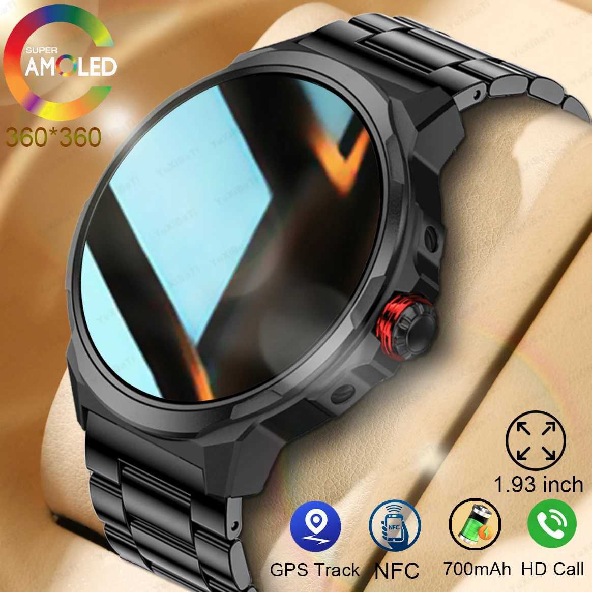 High Quality 1.93-inch ultra high definition smartwatch for men with 700 Mah AMOLED screen BT calling GPS Trajectory NFC heart rate mens smartwatch ne