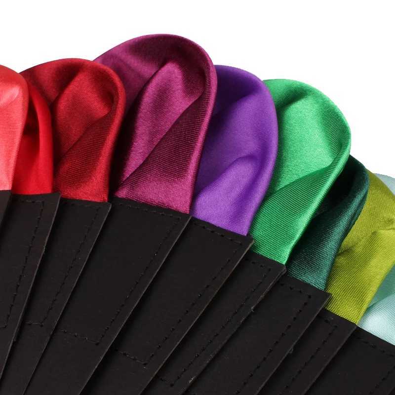 Fashionable solid silk satin handle candy color set pocket square mens business box towel Hanji set napkins Hanji W241213