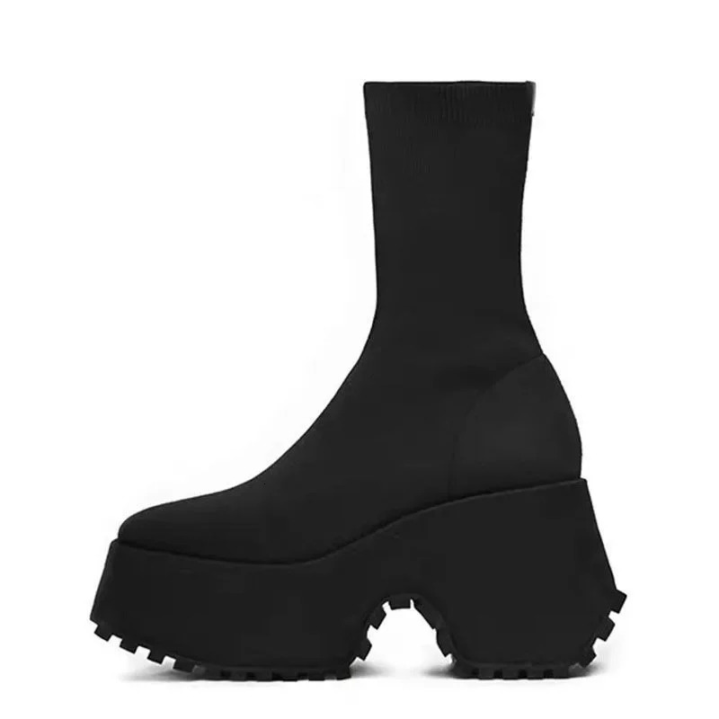 Ankle Super High Heels Chelsea boots womens shoes short and chubby womens shoes sexy pump platform Gothic motorcycle snow boots 241213