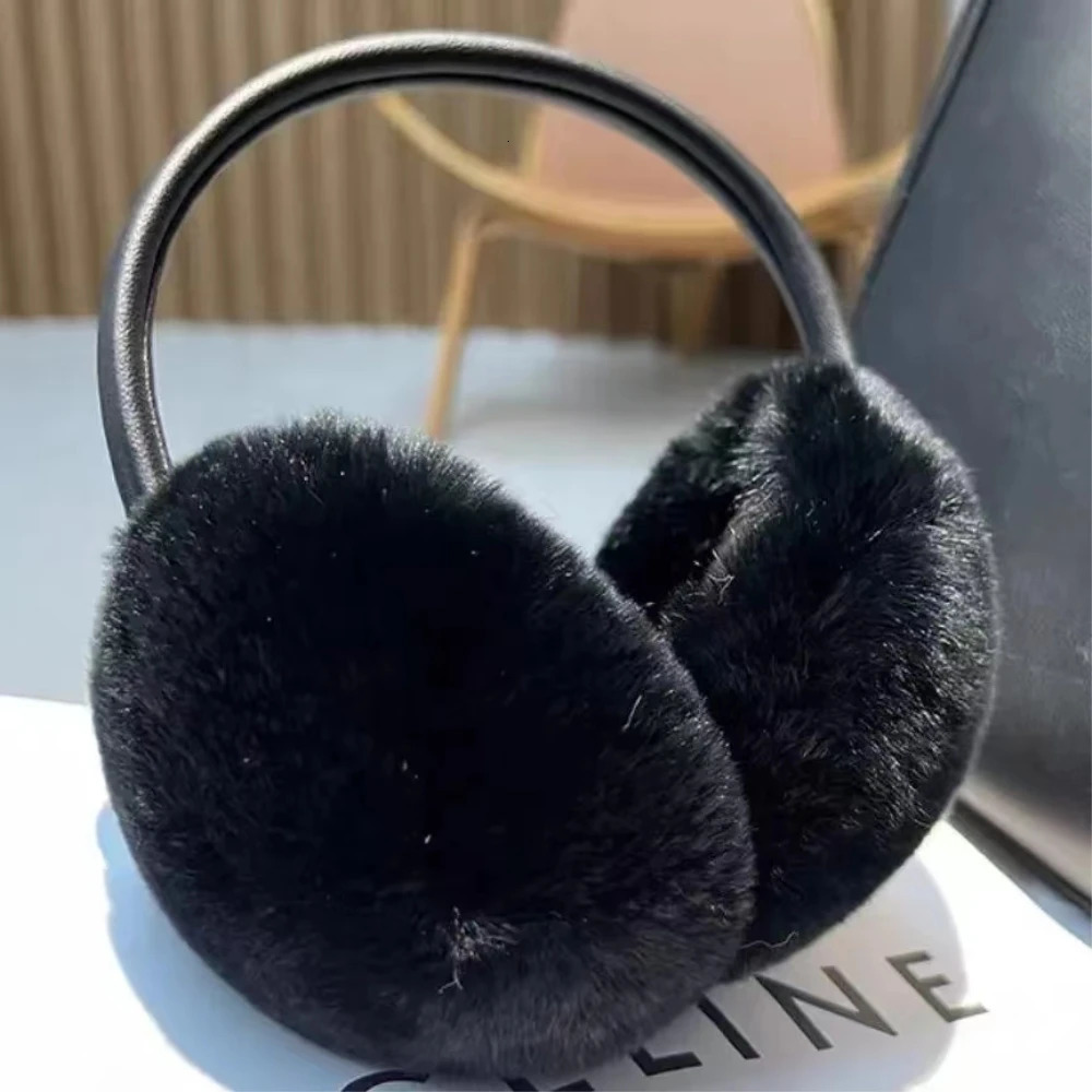 Womens natural fur earmuffs winter fur headphones soft and warm cables real Rex rabbit earmuffs cold weather 241211