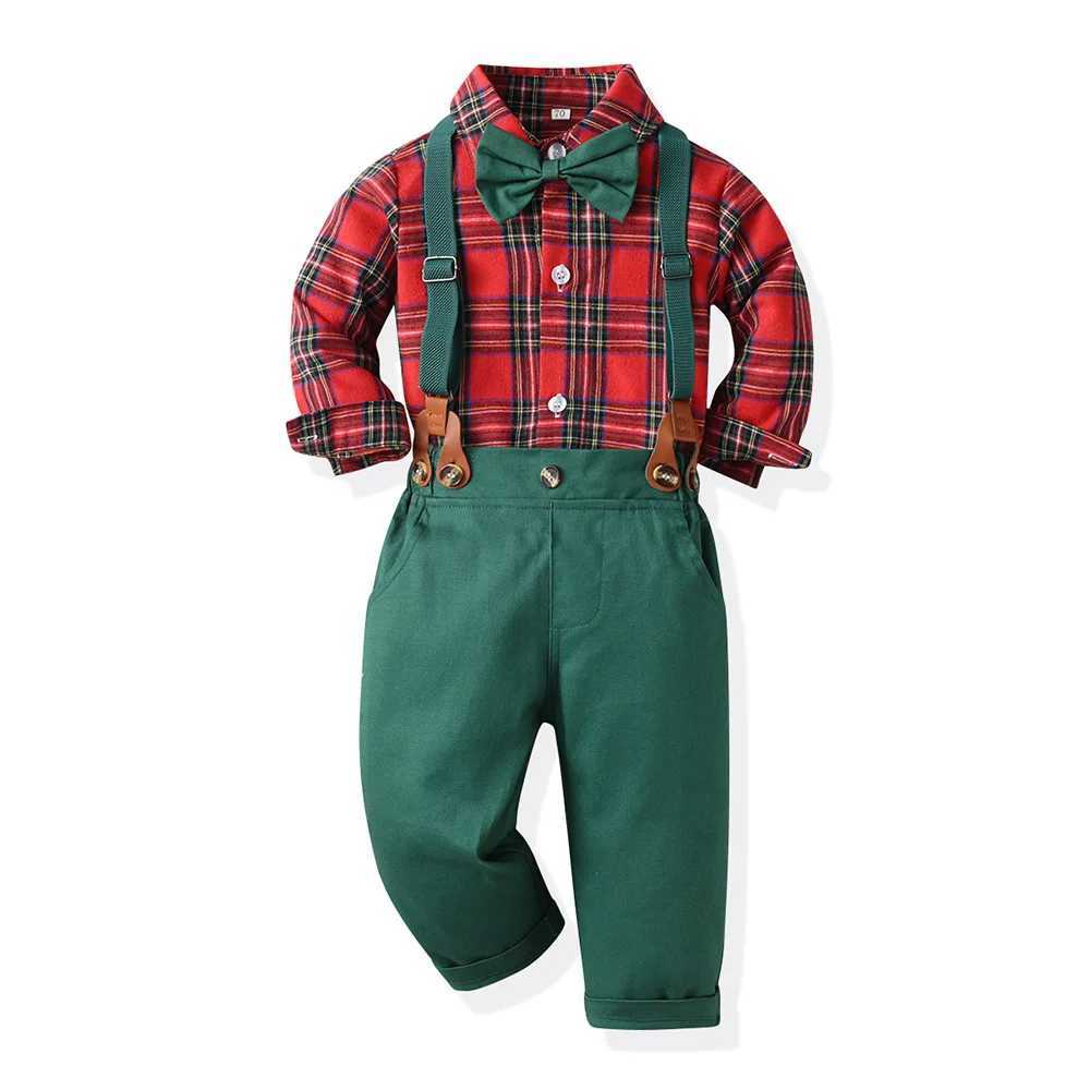 Autumn and Winter Childrens Clothing Set Boys Sleep Solid Color Shirt Hanger Christmas Eve Clothing W241213