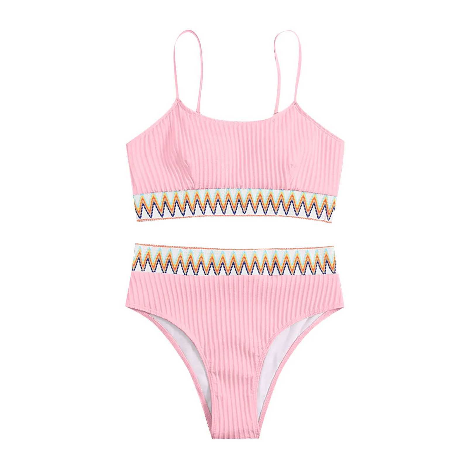 WomenS High Waist Bikini Set V Neck Two Piece Swimsuit Color Block Front Twisted Swimsuit Conjuntos De BiquNis Ropa De MujerXJ241212